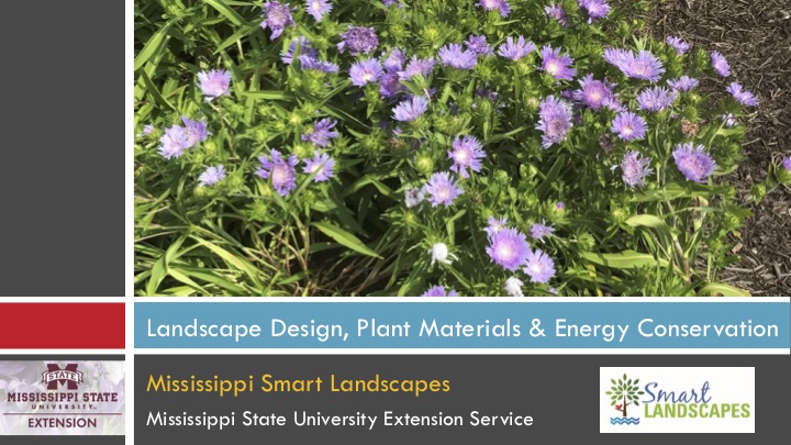 Landscape Design, Plant Materials and Energy Conservation presentation cover.